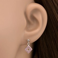 Ohrhänger aus Silber 925 - pink Quadrate mit Zirkonia