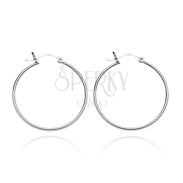 Ohrringe - glatte Kreise aus 925 Silber, mit Welle, 15 mm