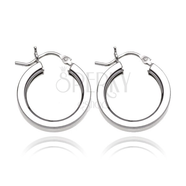 Silberne 925 Ohrringe - breite kantige Ringe, 18 mm
