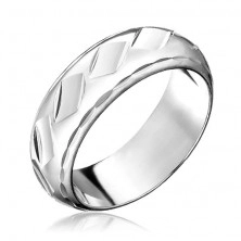 Ring aus 925 Silber - glänzende rautenförmige Vertiefungen