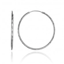 Runde Ohrringe aus 925 Silber - ovale Einschnitte, 36 mm