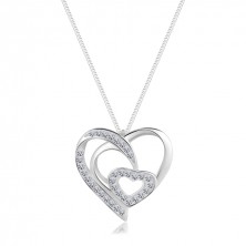 Halskette aus 925 Silber - dreifach verflochtenes Herz mit Zirkonia