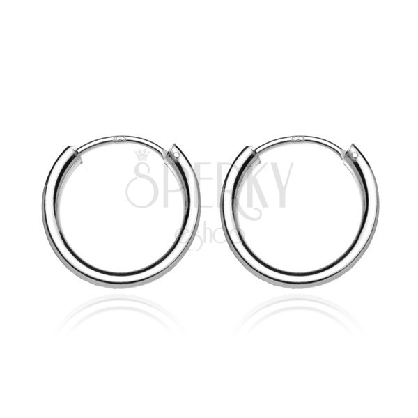 Glänzende Ohrringe aus 925 Silber - breitere Kreise, 16 mm