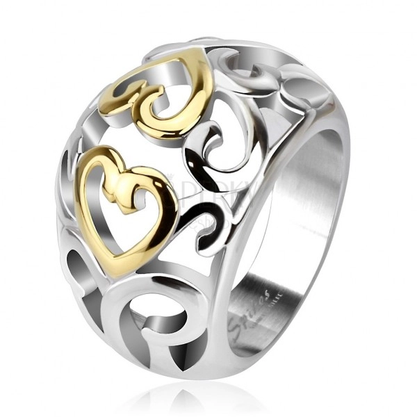 Filigraner Ring aus Edelstahl in Silber und Gold