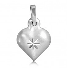 Silberanhänger 925 - mattes Herz mit glänzendem Stern