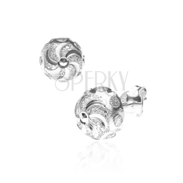 Silberne 925 Ohrstecker - Spirale mit strahlenden Ringen