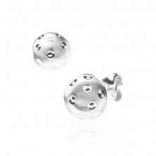 Silberne 925 Ohrringe - mattes Pilzchen mit strahlenden Punkten