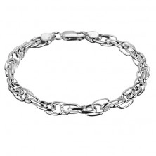 925 Silber Armband - Doppelkette aus ovalen Teilen, Spirale