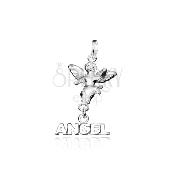 Silberanhänger 925 - kleiner Engel mit Aufschrift ANGEL