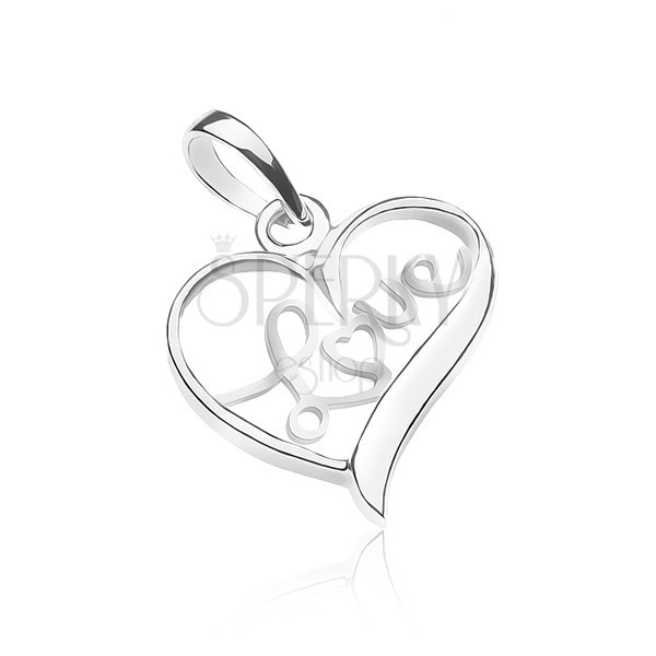 925 - Silberanhänger - Aufschrift LOVE auf dem Herz