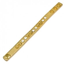 Lederarmband - goldener Streifen mit klaren Zirkonia und goldenen Nieten