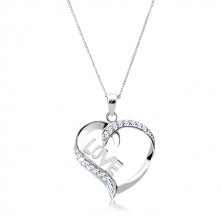 Halskette aus silber 925 - Herzlinie mit Aufschrift LOVE