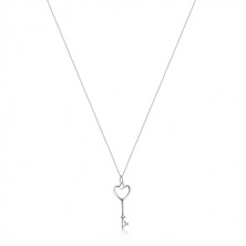 Glitzernde Halskette - Herzschlüssel auf einer Kette, Silber 925