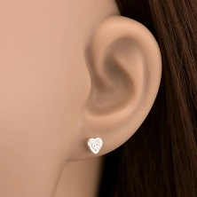 Ohrringe aus 925 Silber - Herz mit Gravierung und Zirkonen