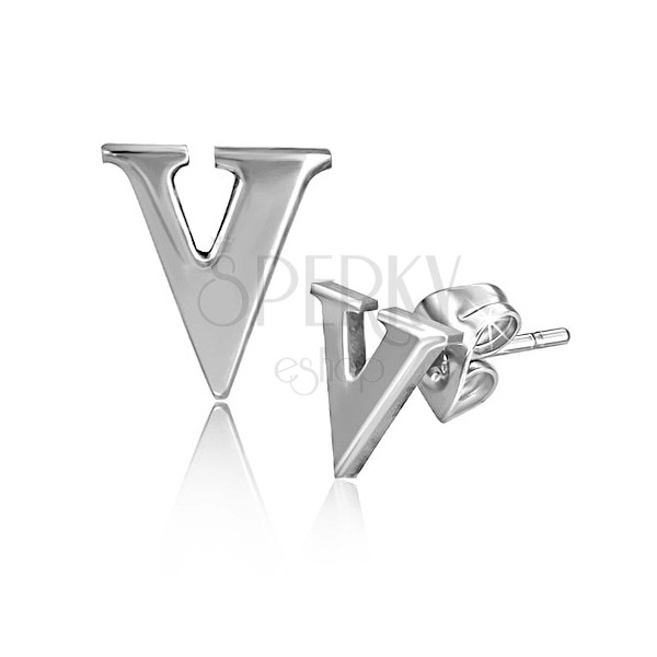 Silberne Edelstahlohrringe - Form des "V" Buchstabens