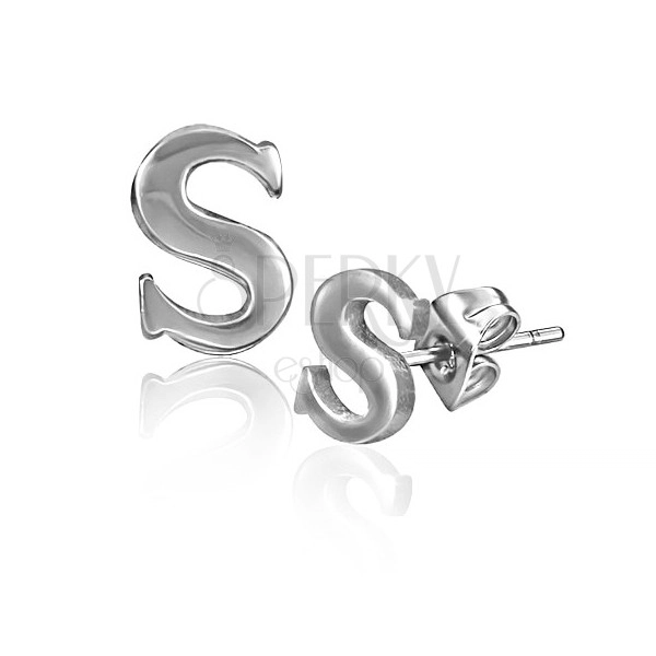 Stahl Ohrstecker - Buchstabe "S" mit glatter Oberfläche